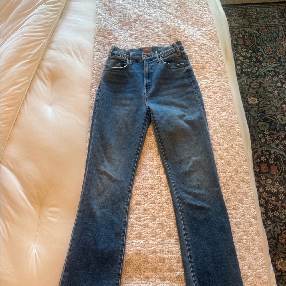 MOTHER High-Rise Flare Jeans in Dark Blue Wash